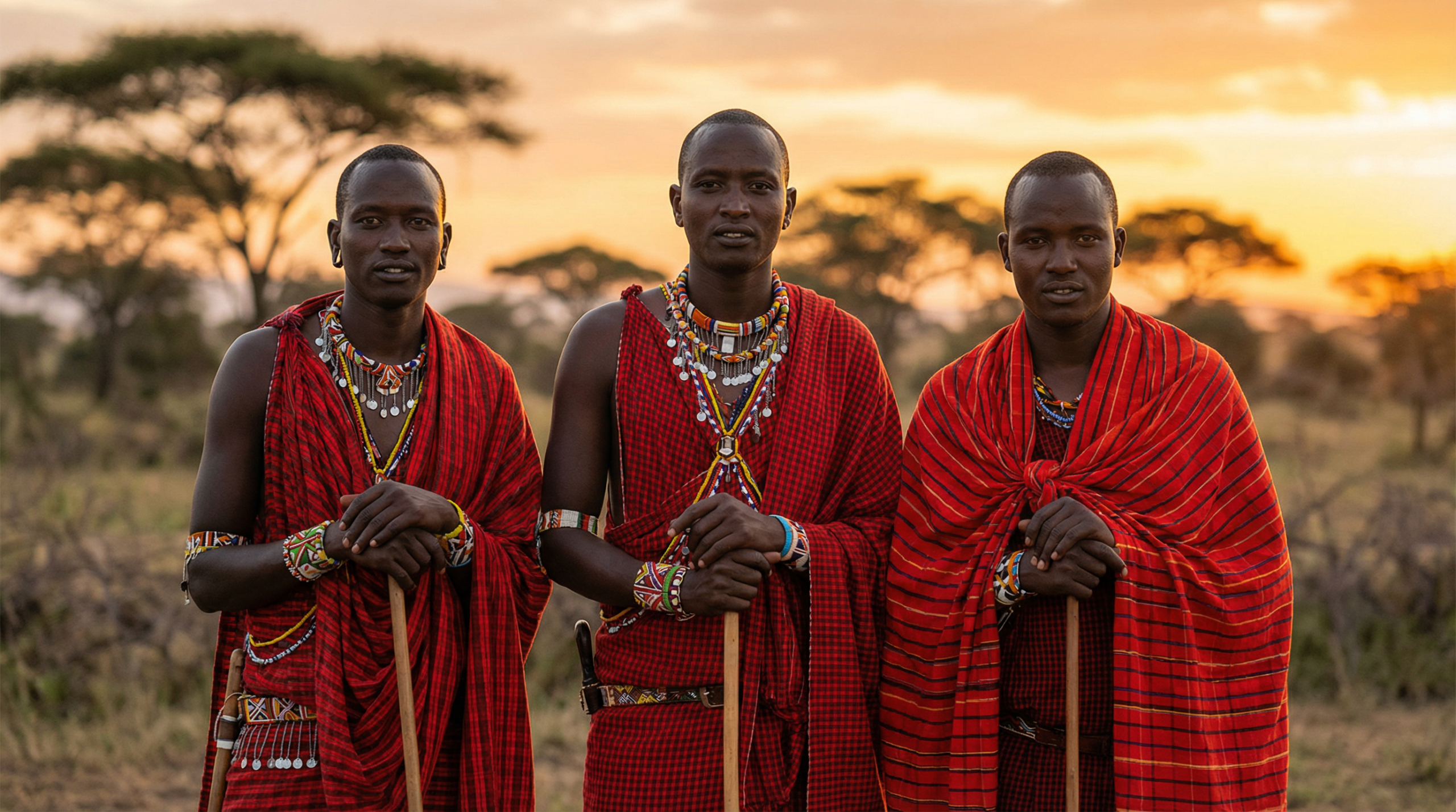 Maasai warriors in traditional dress